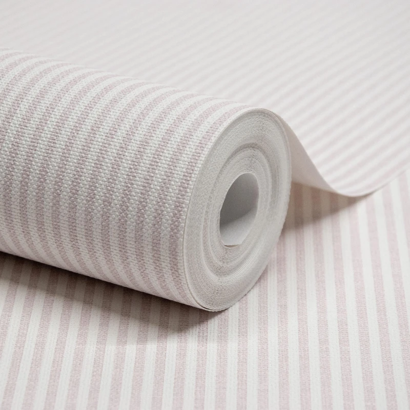 Image of Grandeco Pinstripe Nursery Textured Wallpaper in Baby Pink Size: 1 Pack Baby Pink Unisex 1 Pack