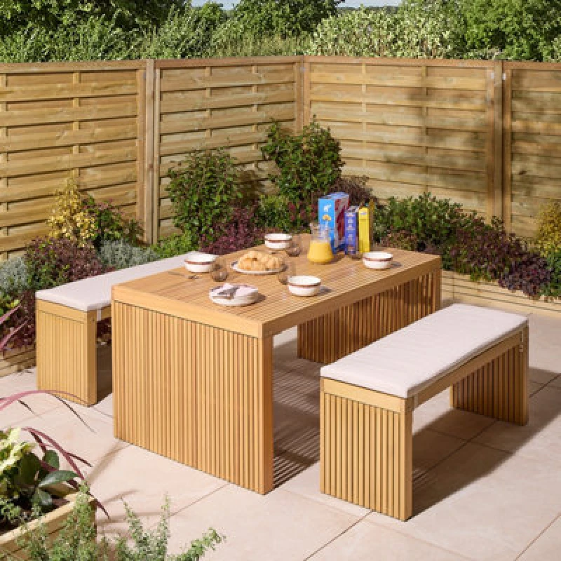 Image of Rowlinson Kyoto 4 Seat Dining Set with Cushions, Brown KYOSET4