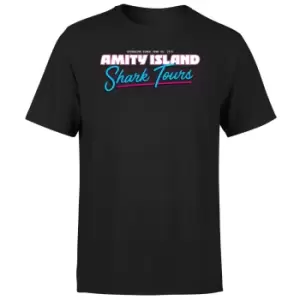 Image of Jaws Amity Island Shark Tour Mens T-Shirt - Black - 3XL