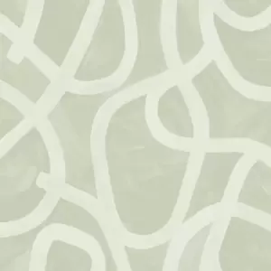 image of Holden Decor Linear Swirl Sage Wallpaper