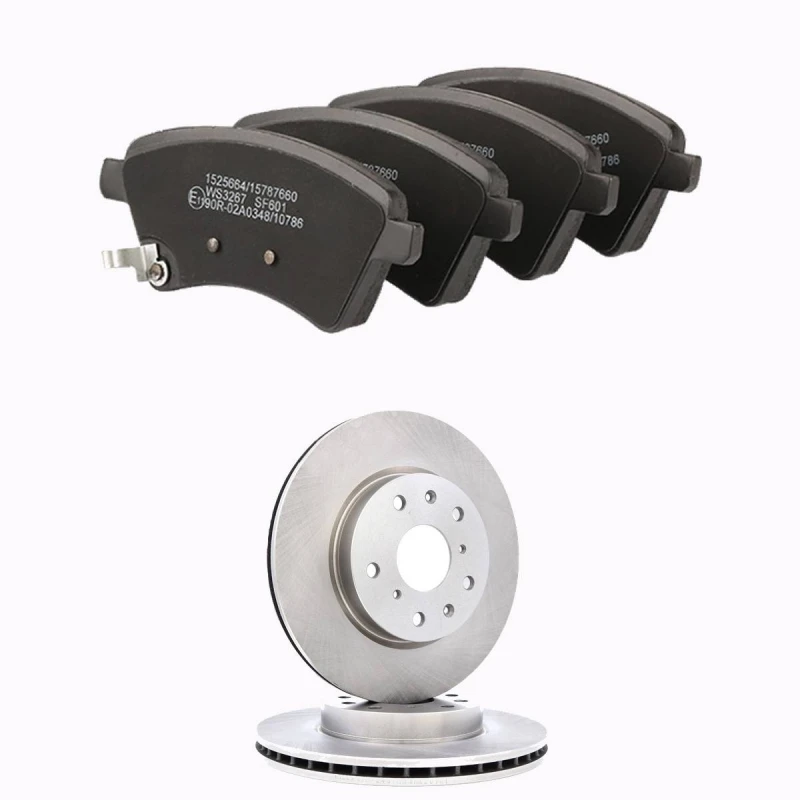 Image of RIDEX 3405B2537 Brake disc and pads set Front Axle, Brake Disc Type: internally vented, with acoustic wear warning Brake Set,disc brakes (3405)