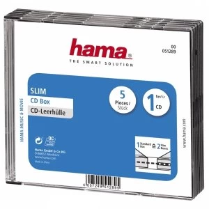 Image of Slim CD Jewel Case Pack of 5 Transparent/Black