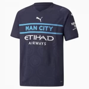 image of PUMA Man City Third Replica Youth Jersey 21/22, Peacoat/White, size 11-12 Youth, Clothing