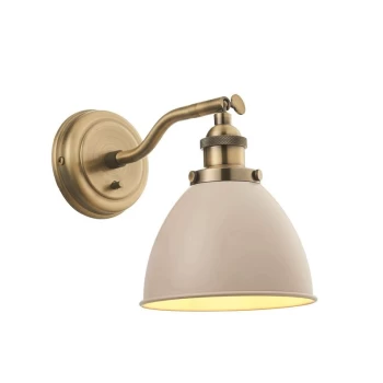 Image of Endon Franklin - 1 Light Wall Satin Taupe, Antique Brass Plate, E14