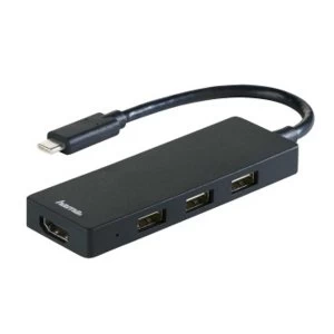Image of Hama USB-Type-C Hub 1: 3, USB-A 2.0 HDMI Bus Powered Multi USB Port