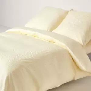 Image of Pastel Yellow Continental Egyptian Cotton Duvet Cover Set 330 Thread Count, 155 x 220cm - Pastel Yellow - Pastel Yellow - Homescapes