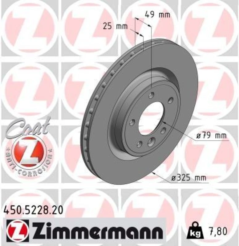 Image of ZIMMERMANN Brake disc ZIMMERMANN 450.5228.20