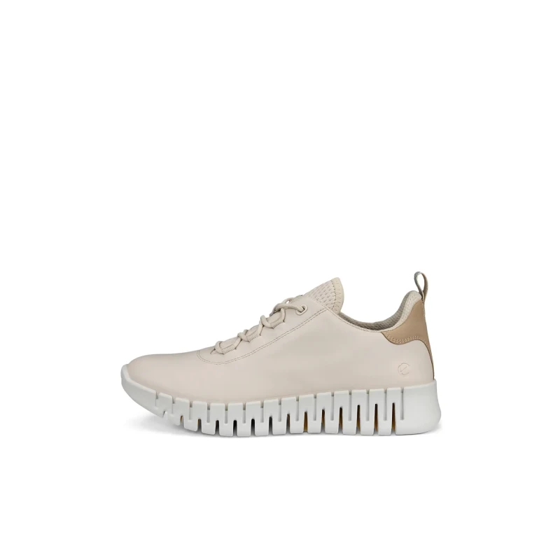 Image of Ecco Gruuv 218203 Full Grain Leather Womens Low Top Trainers - Limestone Powder - Size:UK 4.5