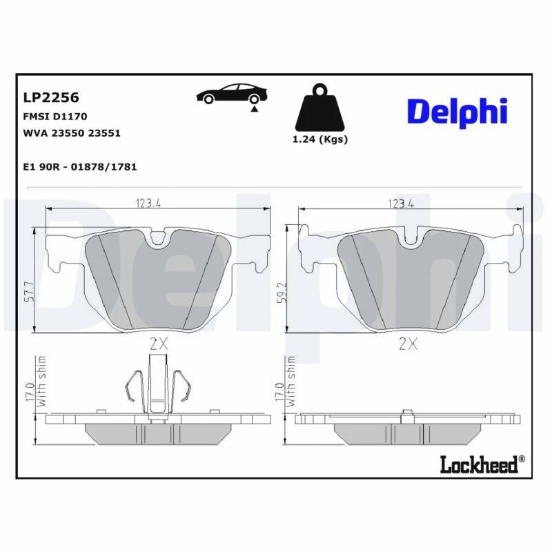 Image of DELPHI Brake pad set DELPHI LP2256