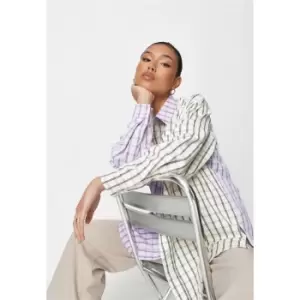 image of Missguided Oversized Splice Check Shirt - Multi