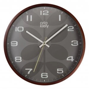 Image of Orla Kiely Wooden Wall Clock - Grey