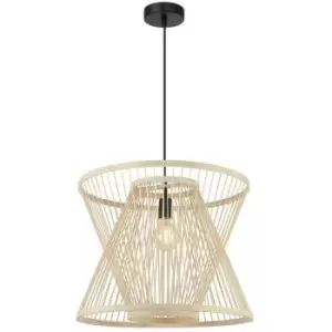 Image of Forlight Lighting - Forlight Meg - Hanging Cage Wire Pendant E27 40W Imitation Wood