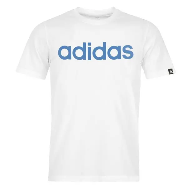 Image of adidas Essentials Single Jersey Linear Embroidered Logo T-Shirt Mens S Blue 59592621350