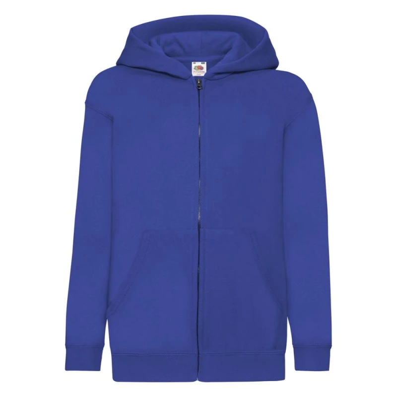 Image of Fruit of the Loom Hooded Sweatshirt Jacket in Royal Size: 12-13 Years Royal Unisex 12-13 Years