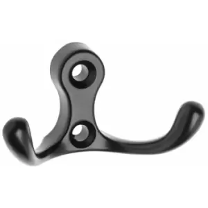 image of Small Double Coat Hanger Hook Door Wall Bath CK24 Model - Colour Black - Pack of 3