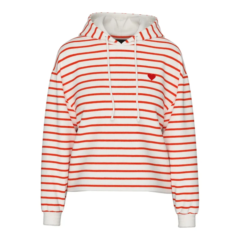Image of Pieces Womens hooded sweatshirt Pieces Chilli Stripes Blanc Female S 17157466-4738127