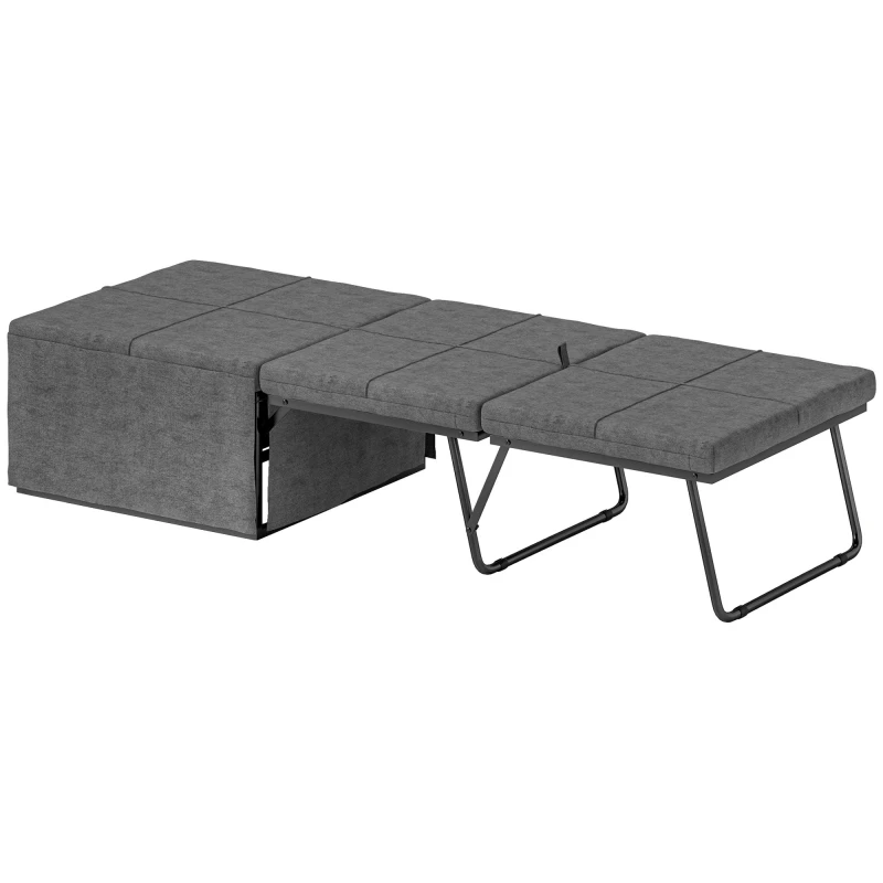 Image of HOMCOM Linen Foldable Guest Bed Dust Cover and Metal Frame - 69 x 181.5cm TJ Hughes Grey 5063603711990