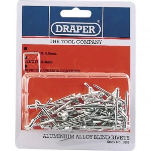 Image of Draper Aluminium Pop Rivets 4.8mm 5.8mm Pack of 50