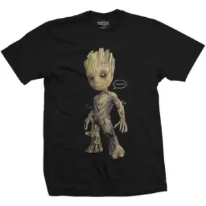 Image of Marvel Comics - Guardians of the Galaxy Vol. 2 Groot Speech Bubble Unisex Large T-Shirt - Black