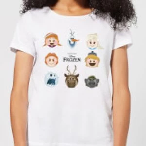 Image of Disney Frozen Emoji Heads Womens T-Shirt - White