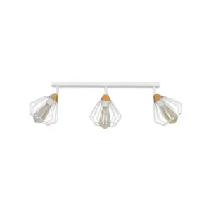 Image of Vesta White Ceiling Spotlight Bar Wire Shades 3x E27