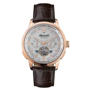 image of Ingersoll 'The Regent' Automatic Grey Dial Brown Leather Strap Mens Watch I00303B