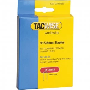 image of Tacwise Type 91 Narrow Staples 35mm Pack of 1000