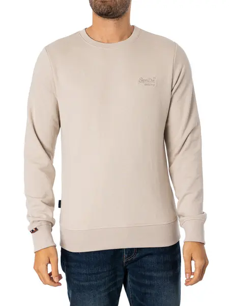 Image of Superdry Essential Logo Sweatshirt Light Stone Beige L