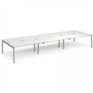 image of Adapt triple back to back desks 4800mm x 1600mm - silver frame, white