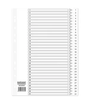 Image of Index 1-31 A4 120 Micron Polypropylene White