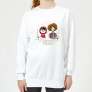 Image of Coco Miguel And Hector Womens Sweatshirt - White