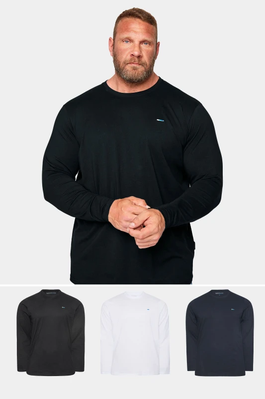 Image of BadRhino BadRhino Men 3 Pack Long Sleeve T-Shirts in Black Size: 5-6X-Large Black 5-6XL Male 5059738284911