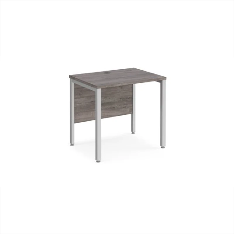 Image of Maestro 25 Straight Office Desk Silver Leg Frame and Grey Oak Table Top - 800x600mm