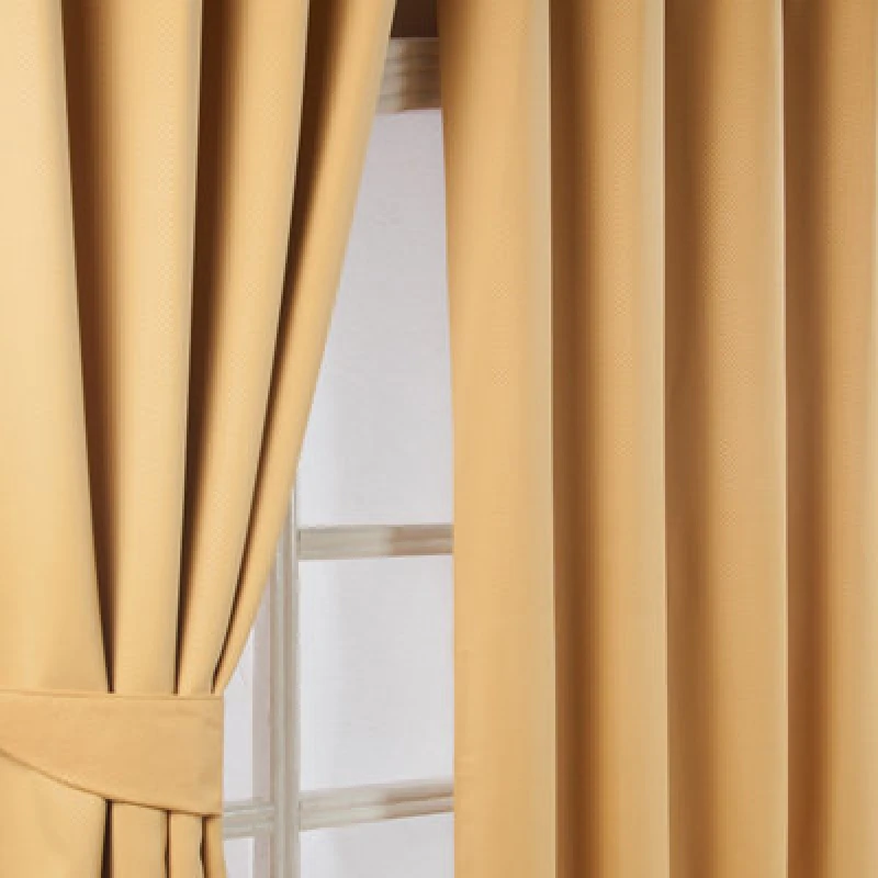 Image of Homescapes Yellow Herringbone Chevron Blackout Curtains Pair Eyelet Style, 46X90"