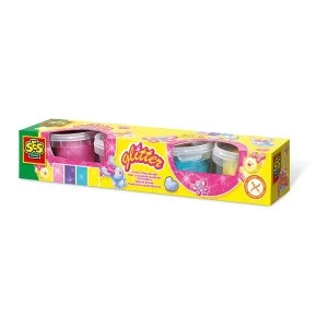 image of SES Creative - Childrens Glitter Clay Play Dough Set 4 Colour Pots 2 to 12 Years (Multi-colour)