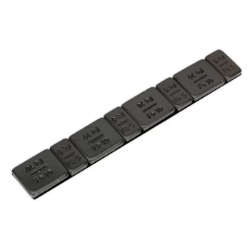 image of Wheel Weight 5 & 10G Adhesive Zinc Plated Steel Black Strip of 8 (4 X Each Weight) Pack of 50