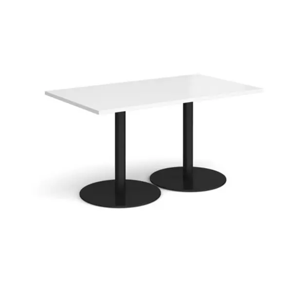 Image of Monza Monza rectangular dining table with flat round Black bases 1400mm x 800mm - white White MDR1400-K-WH