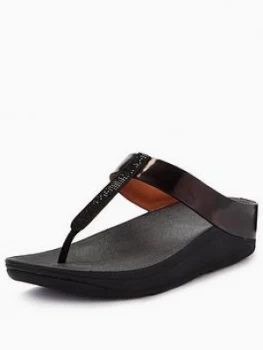 Image of FitFlop Fino Toe Post Sandal Black Size 5 Women