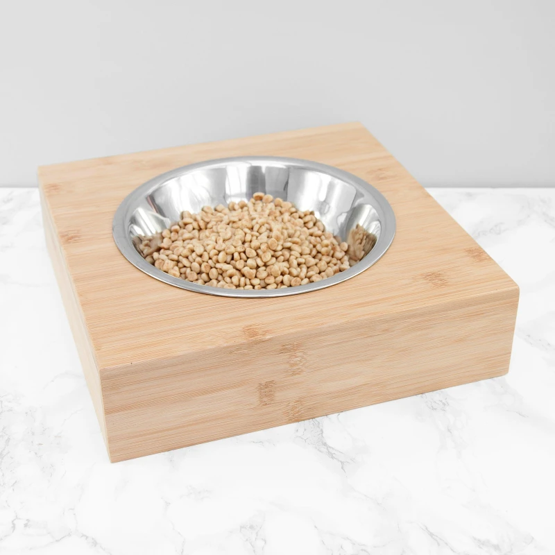 Image of Treat Republic Bamboo Single Pet Bowl Brown