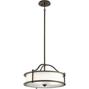 image of Emory - 3 Light Semi Flush Round Ceiling Pendant Light Pewter, E27 - Elstead