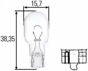 Image of Bulb 12V 16W Capless (W2.1X9.5D) 8GA008246-001 by Hella