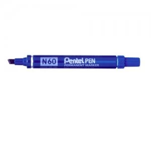 Pentel N60 Permanent Marker Chisel Tip Blue PK12