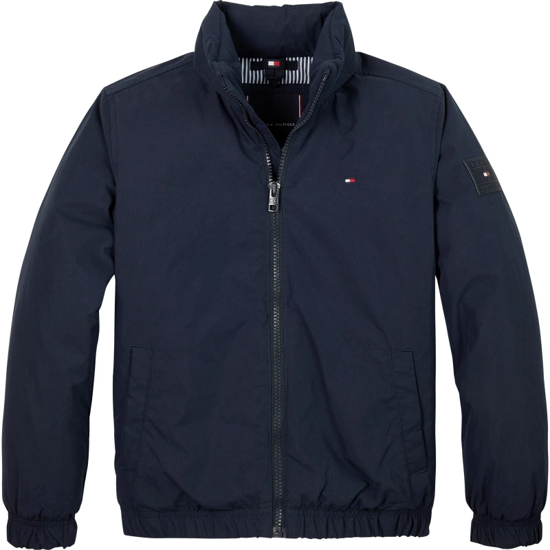 Image of Tommy Hilfiger Kids Logo Patch Long Sleeve Windbreaker Night Navy C1G male 10Y