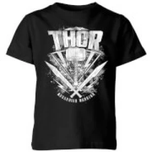 Image of Marvel Thor Ragnarok Thor Hammer Logo Kids T-Shirt - Black - 9-10 Years