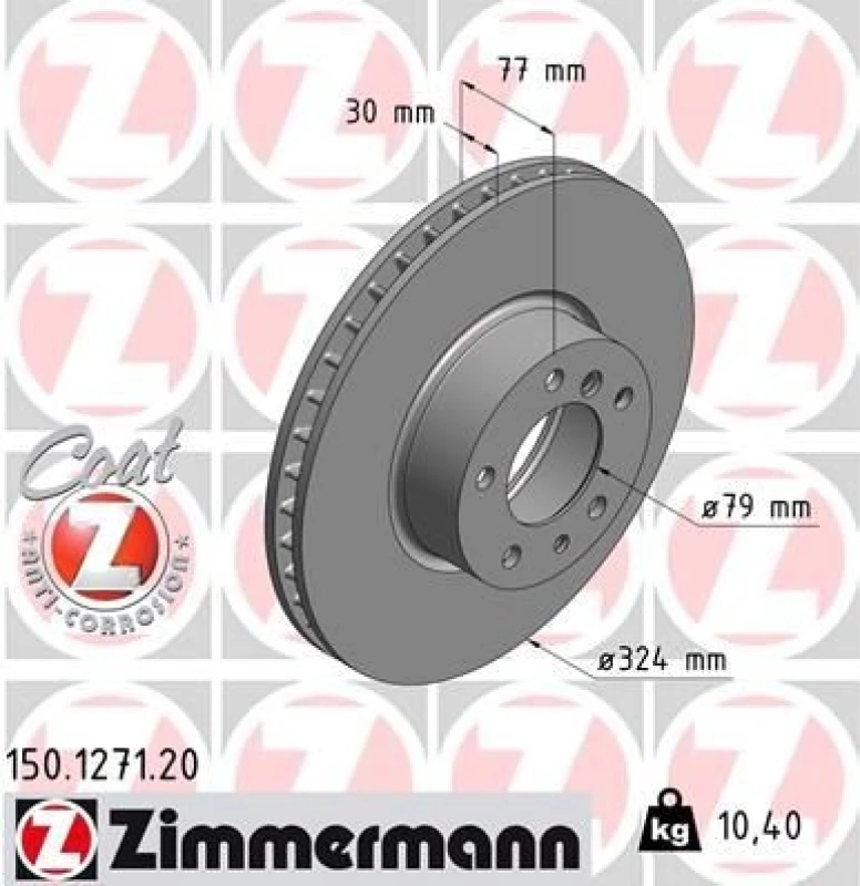 Image of ZIMMERMANN Brake disc ZIMMERMANN 150.1271.20