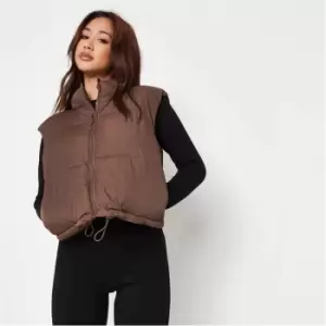 Missguided Crop Puffer Gilet - Brown