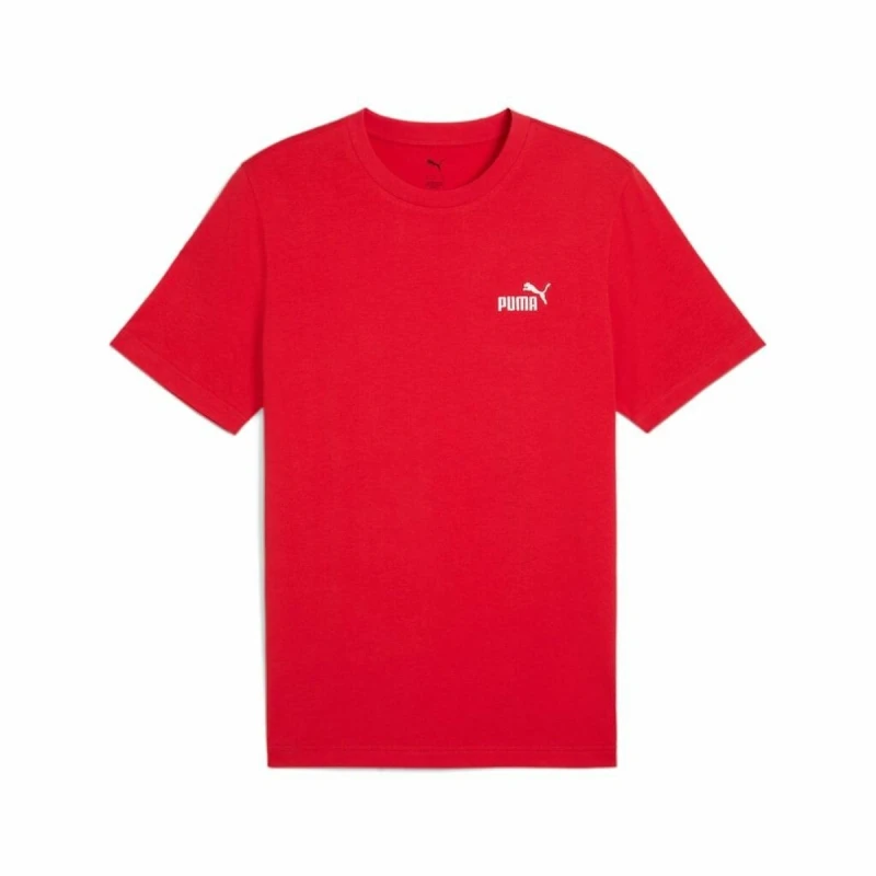 Image of Puma Essential Short Sleeve T-Shirt with Small Logo Print Red Cotton L