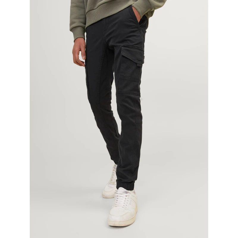Image of Jack and Jones Paul Flake Slim Stretch Cuffed Cargo Pants Junior Black male 13 - 14 Years