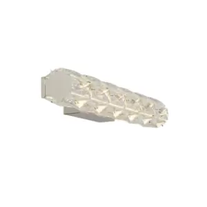 Image of Led Wall Light Hexagonal Tube Bar, Chrome, Clear Crystal Trim, 45Cm