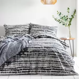 Image of Brushstrokes Inked 100% Cotton Duvet Cover Set Ink